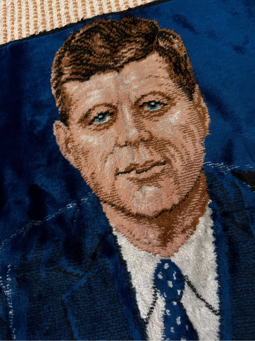 Vintage 1960s John F. Kennedy tapestry wall hanging